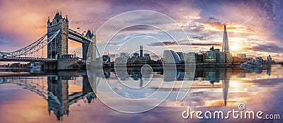 The iconic skyline of London during sunset Editorial Stock Photo