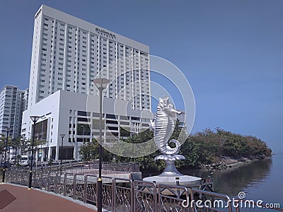 Iconic statue by a river, Miri Editorial Stock Photo