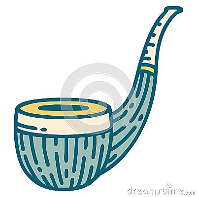 tattoo style icon of a smokers pipe Vector Illustration