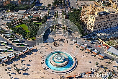 Iconic Triton fountain in front of the Valletta, capital city of Malta Stock Photo