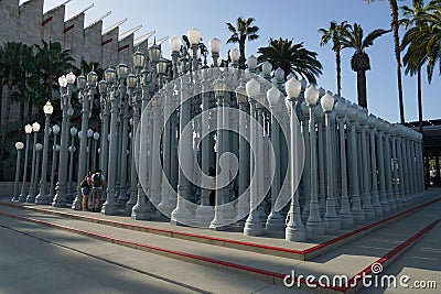 The Iconic Urban Light, at the Los Angeles Museum of Modern Art. Editorial Stock Photo