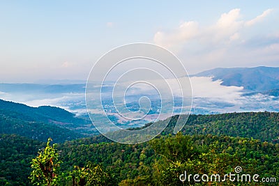 The iconic view of the camping point on top of the mountain at Phu Taopong, the unseen destination of Dansai district, Loei Stock Photo