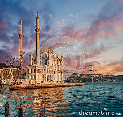 Iconic view of Istanbul from Ortakoy Stock Photo