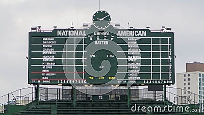 Iconic Wrigley Field Chicago Cubs Scoreboard Editorial Stock Photo