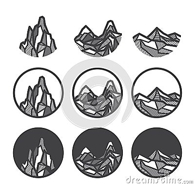 Mountain logo icons set. Vector Illustration