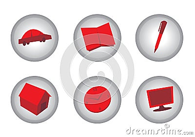 Icons in red and gray Stock Photo