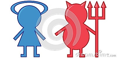 Icons Angel and Devil Vector Illustration