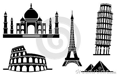 Icons of architectural monuments Vector Illustration