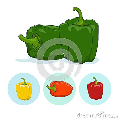 Icons bell pepper,sweet pepper or capsicum Vector Illustration