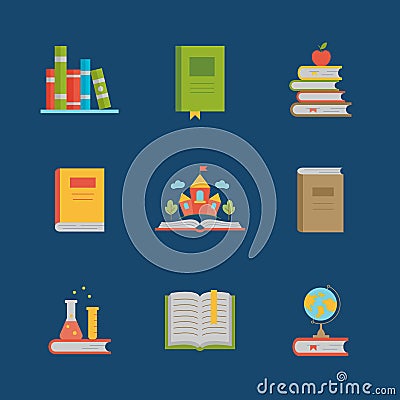 Icons book. Vector Illustration