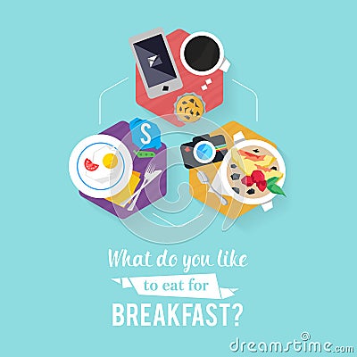 Icons breakfast business Vector Illustration