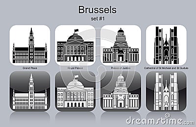 Icons of Brussels Vector Illustration