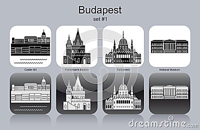 Icons of Budapest Vector Illustration