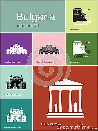 Icons of Bulgaria Vector Illustration