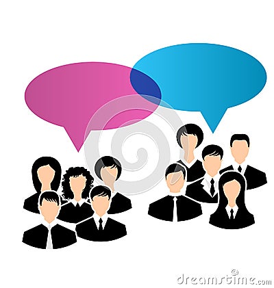 Icons of business groups share your opinions, dialogs speech bub Vector Illustration