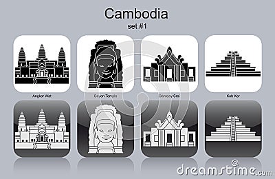 Icons of Cambodia Vector Illustration