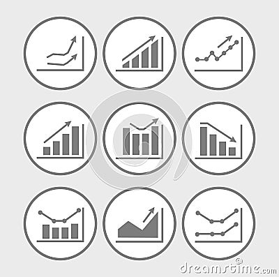 Icons with charts and graphs Vector Illustration