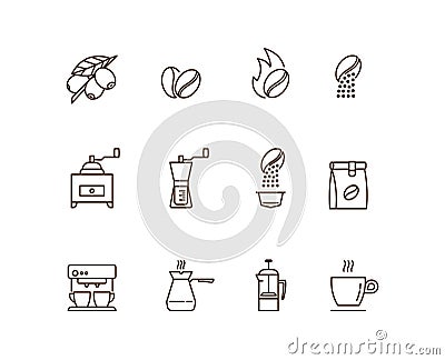 icons coffee bean cup maker syphon collection Vector Illustration