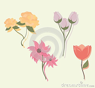 icons collection flowers Vector Illustration