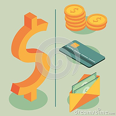 icons collection money Vector Illustration