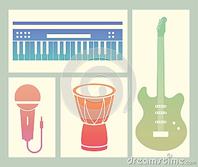 icons collection music instruments Vector Illustration