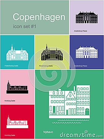 Icons of Copenhagen Vector Illustration