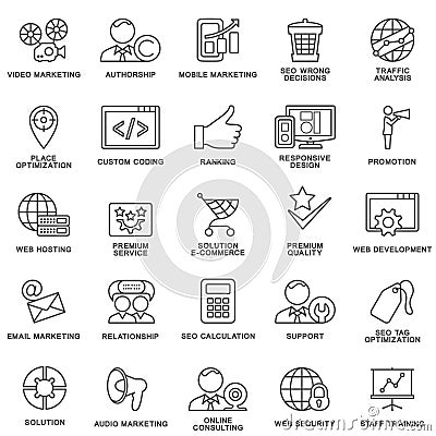 Icons corporate governance, business training. Vector Illustration