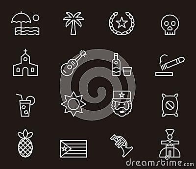 Icons of Cuba Vector Illustration