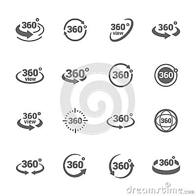 Icons 360 Degree View Vector Illustration