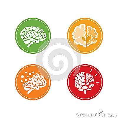 Icons of dementia and other mental problems Vector Illustration