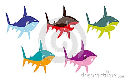 Icons depicting fish emotions Vector Illustration