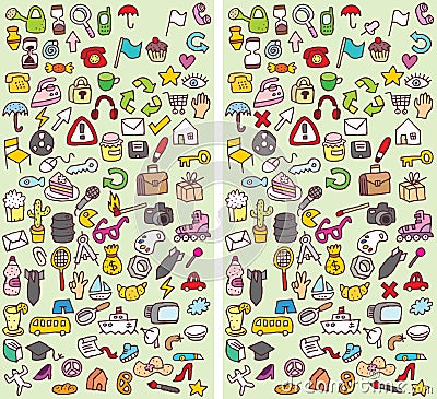 Icons Differences Visual Game Vector Illustration