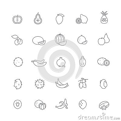 Icons with different fruits. Stock Photo