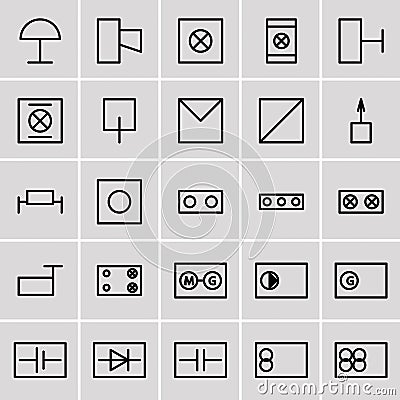 Icons electrical symbols Vector Illustration
