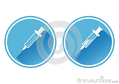 Icons empty syringe for injection, syringe with vaccine. Vector illustration Cartoon Illustration