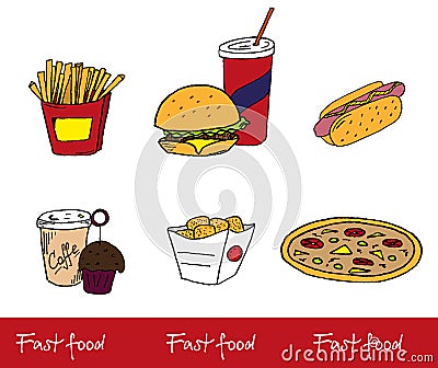 Icons fast food Vector Illustration