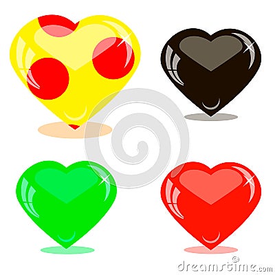 Icons glass hearts Vector Illustration