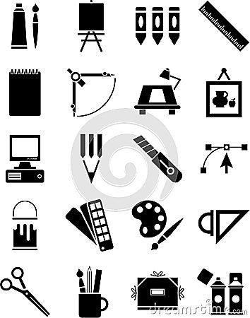 Icons of graphic and plastic arts Vector Illustration