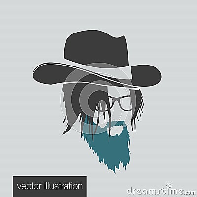 Icons hairstyles beard and mustache hipster full Vector Illustration