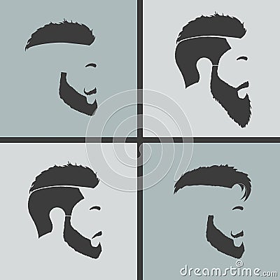 Icons hairstyles beard Vector Illustration