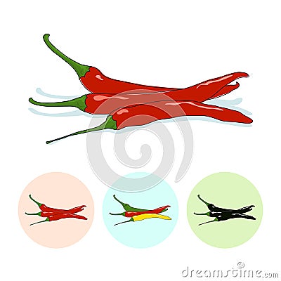 Icons hot chili pepper Vector Illustration