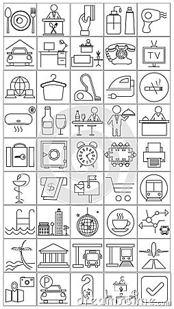 Icons for hotel and travel Vector Illustration