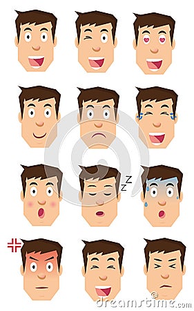Icons of human emotions flat design Vector Illustration