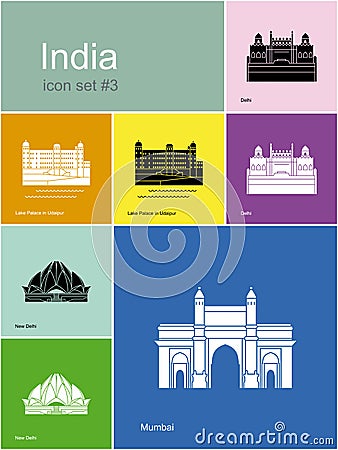 Icons of India Vector Illustration