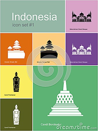 Icons of Indonesia Vector Illustration