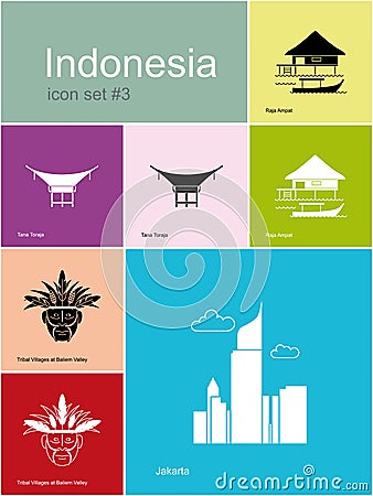 Icons of Indonesia Vector Illustration