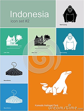 Icons of Indonesia Vector Illustration