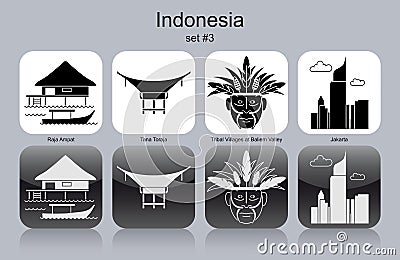 Icons of Indonesia Vector Illustration