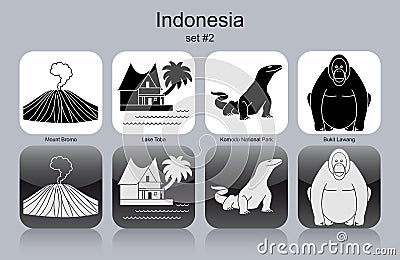 Icons of Indonesia Vector Illustration