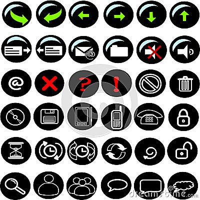 Icons internet black Vector Illustration